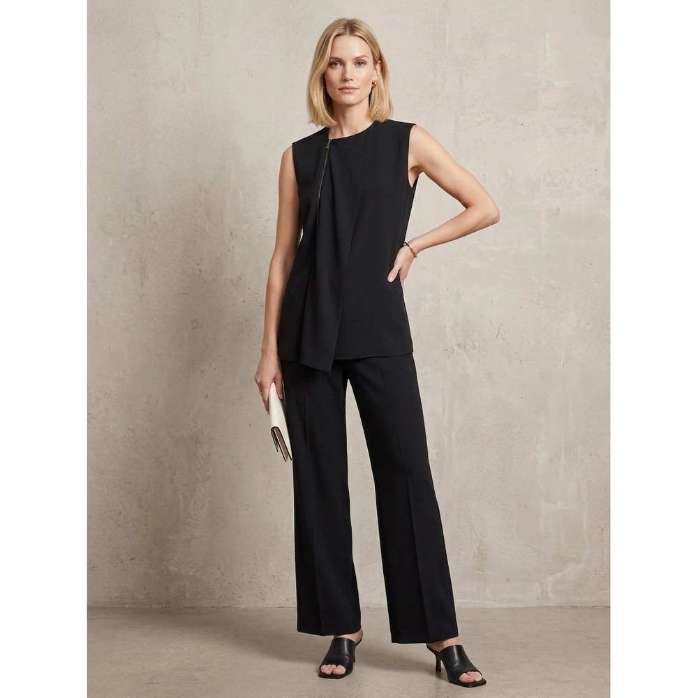 Vince Black Asymmetric Zip Draped Sleeveless Top V3249-11333 XS